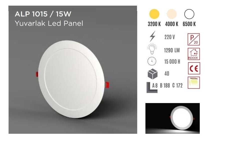 YCL ALP-1015S 15W Sıvaaltı Yuvarlak Led Panel Sarı #4