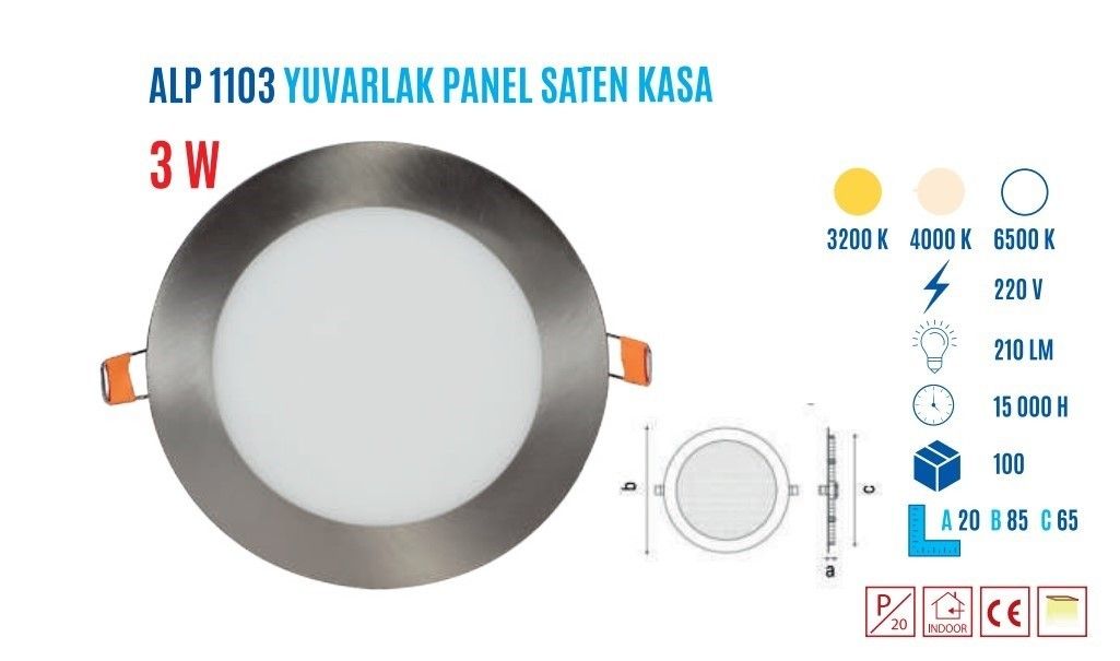 YCL ALP-1103G 3W Sıvaaltı Yuvarlak Günış Saten Pan #4