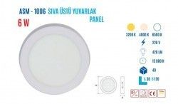 YCL ASM-1006B 6W Sıvaüstü Yuvarlak Beyaz Led Panel #2