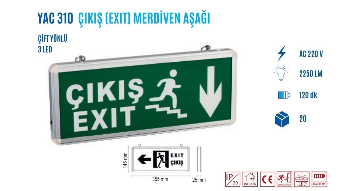 YCL YAC-310 Exit Merd. Aşağı Yönlendirme Tabelası #2