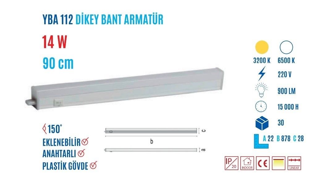 YCL YBA-112G 14W 90cm Günışığı Led Bant Armatür #3