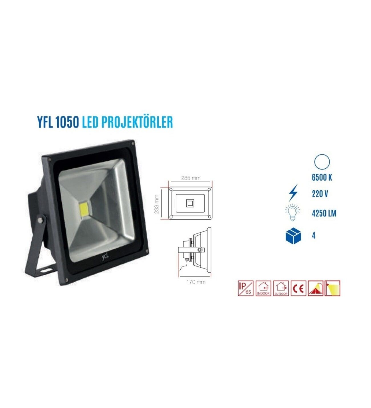 YCL YFL-1050B 50W Beyaz Cob Led Projektör #2