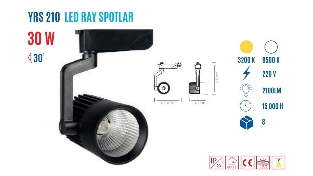 YCL YRS-210B 30W Cob Led Ray Spot Armatür Beyaz #4