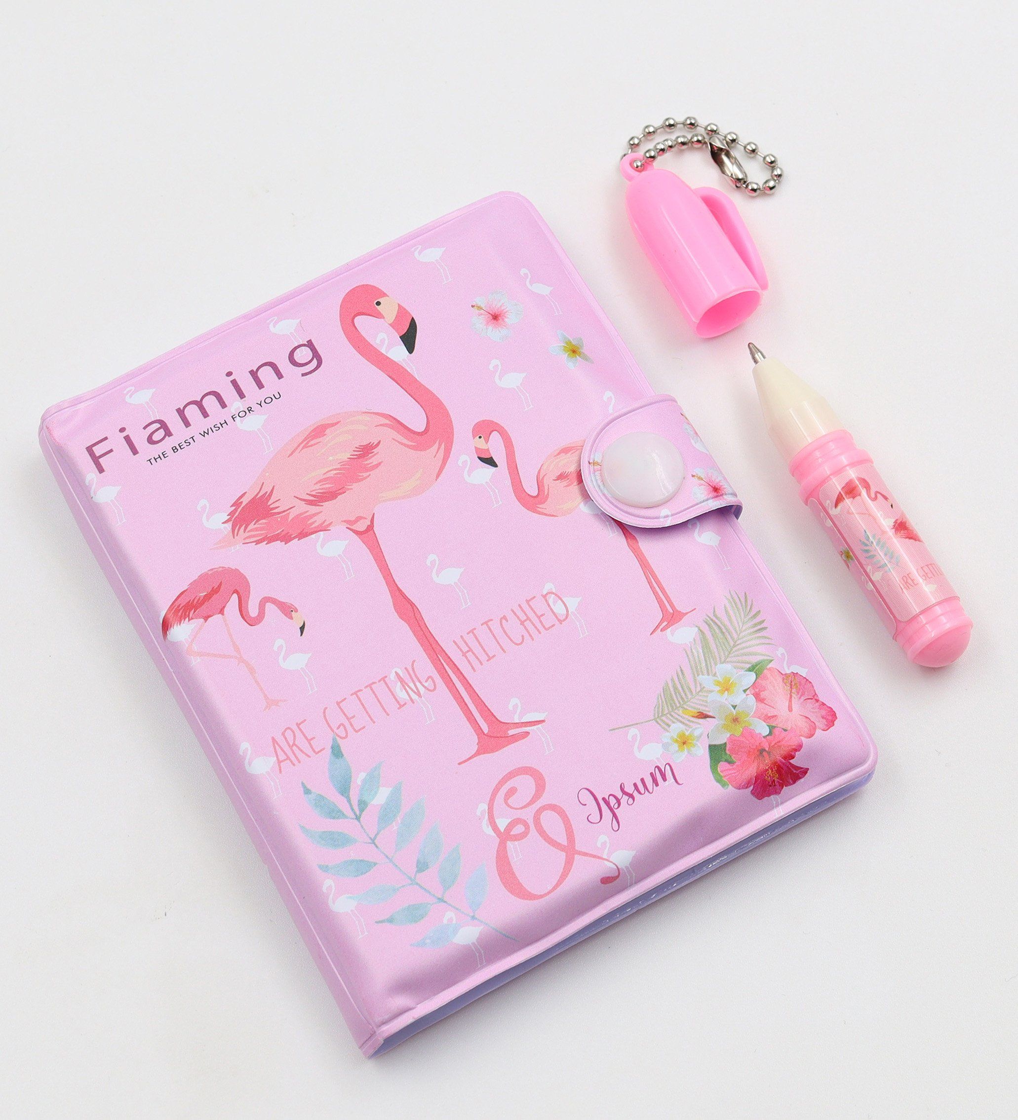 Kişiye Özel Tasarımlı Peluş Ayıcık & Renkli Yıldız Çıtçıt Toka & Flamingo Kalemli Mini Not Defteri #4