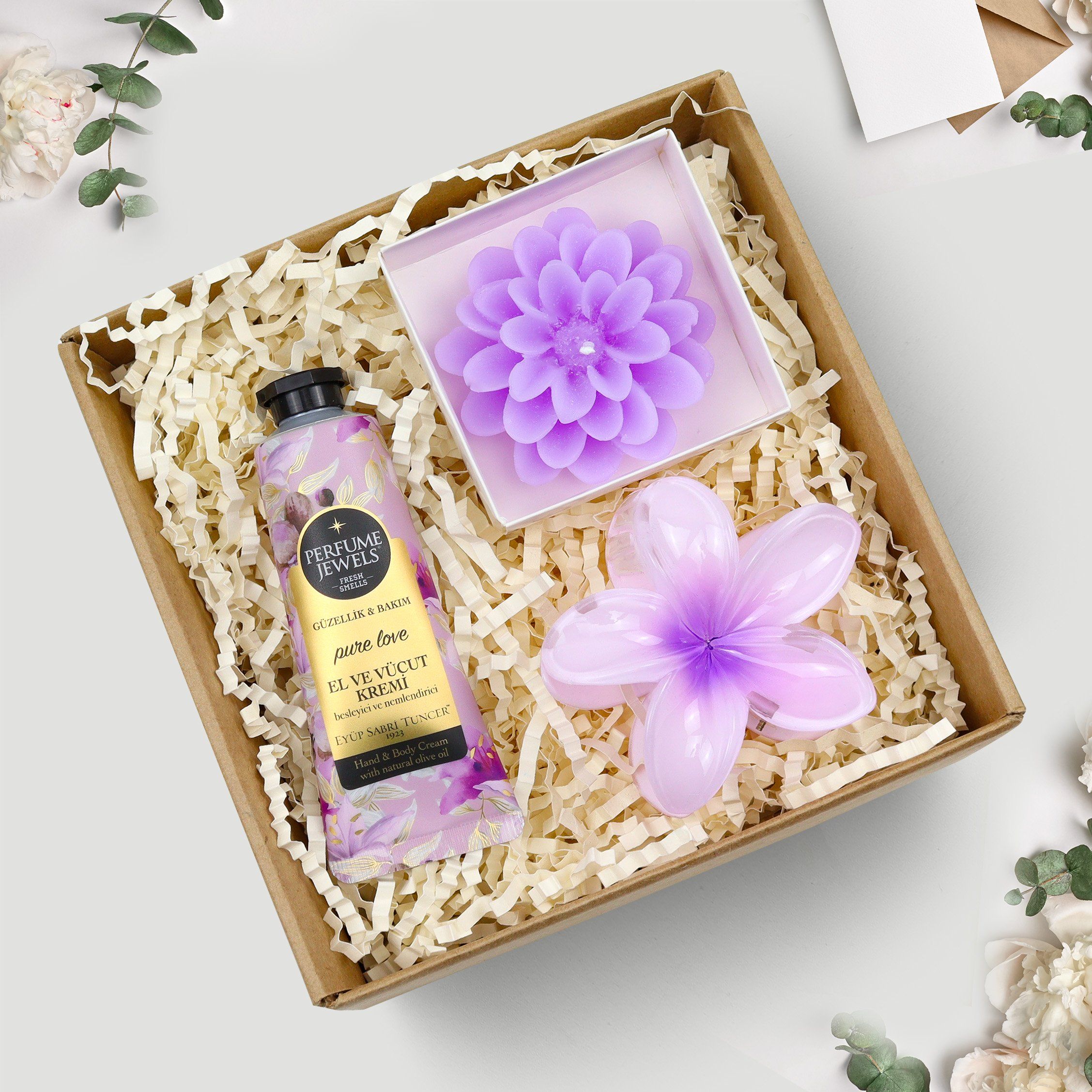 Lotus Toka & Lotus Çiçeği Mum & Eyüp Sabri Tuncer El Kremi Hediye Seti #1