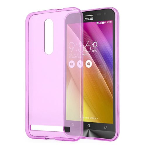 Asus Zenfone 2 Kılıf Soft Silikon Şeffaf/Pembe Kapak