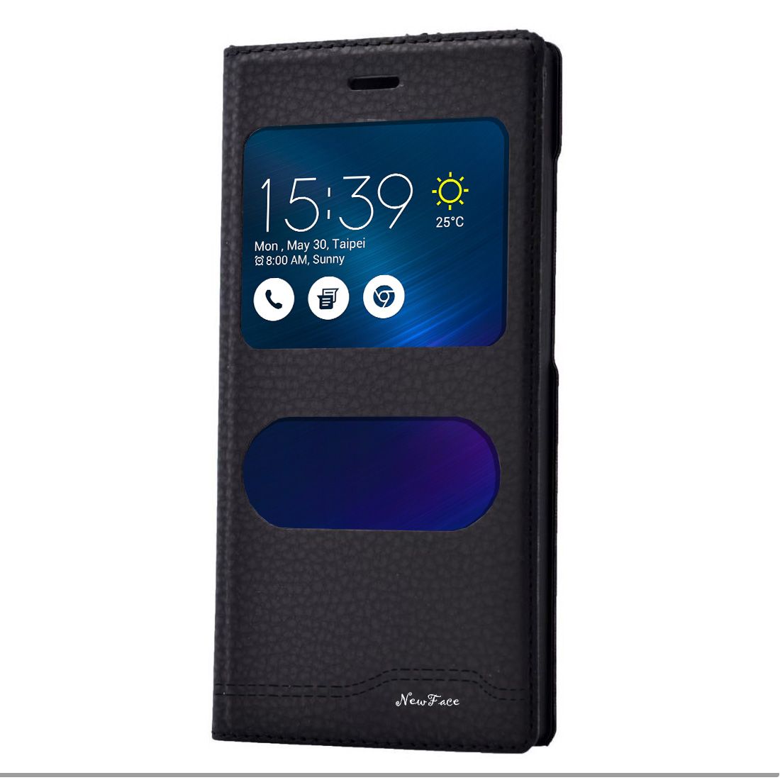 Asus Zenfone 3 Gizli Mıknatıslı Pencereli Magnum Kılıf Siyah