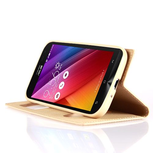 Asus Zenfone Max Gizli Mıknatıslı Pencereli Magnum Kılıf Gold