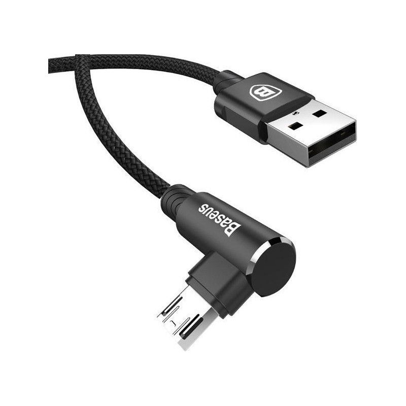 Baseus Mvp Elbow L Tip Micro USB Şarj ve Data Kablosu 2mt 1.5A Siyah CAMMVP-B01