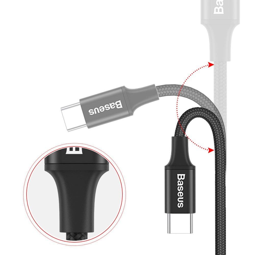 Baseus Rapid Type-C Data/Şarj Kablosu Led Işıklı 1mt Siyah CATSU-B01