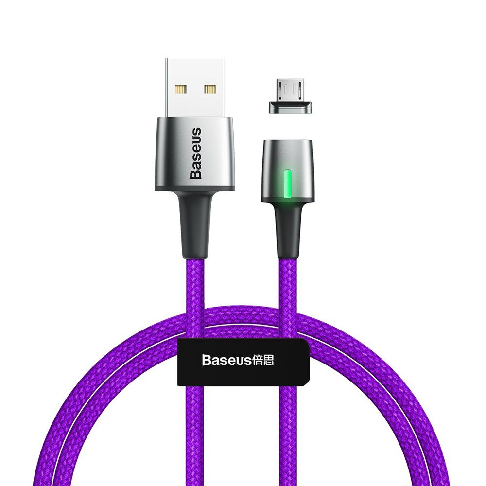 Baseus Zinc Manyetik Mıknatıslı Micro USB Data ve Şarj Kablosu Mor 1.5A 2mt CAMXC-B05