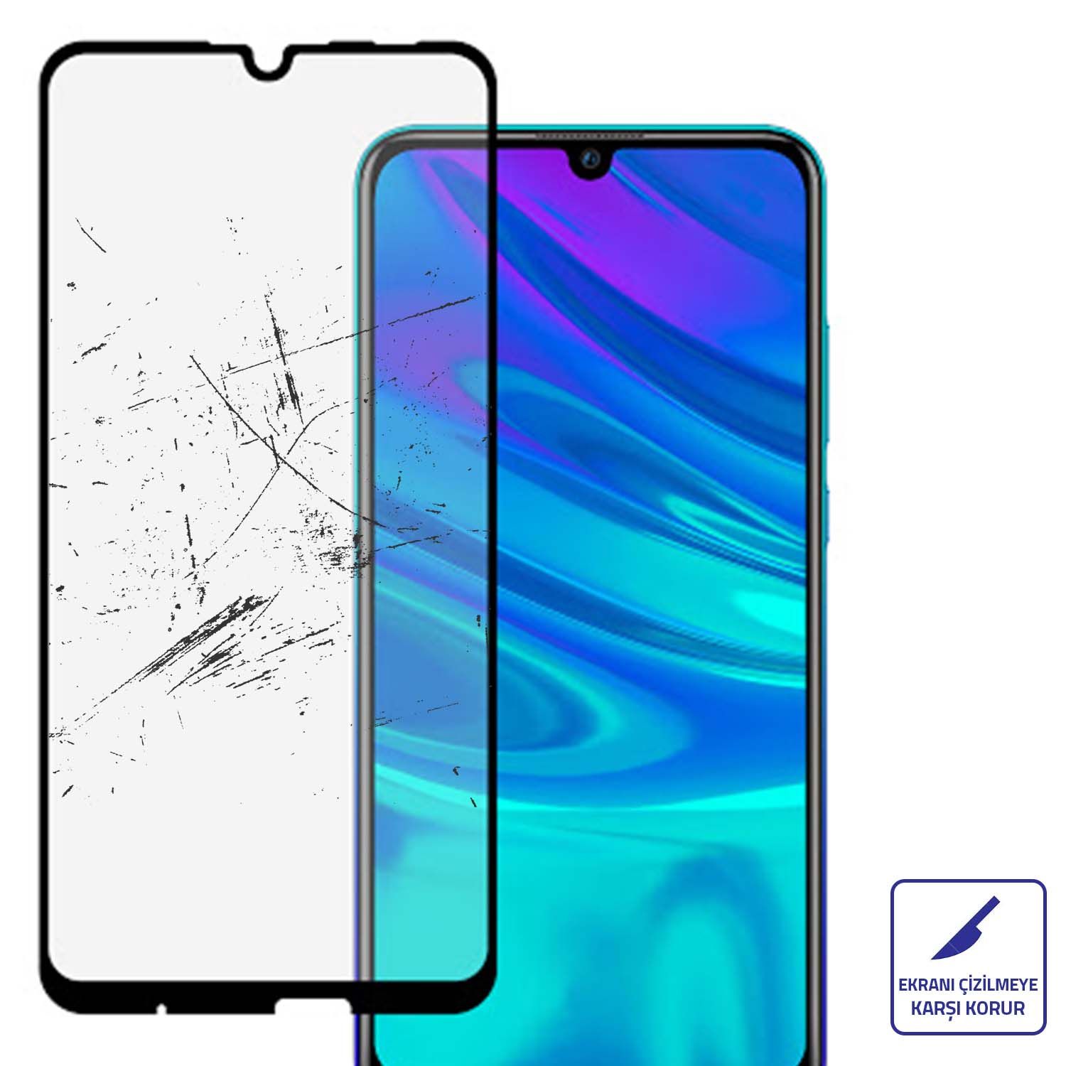 Bufalo Huawei Y6 2019 Ekran Koruyucu 6D Nano Tam Kaplayan Siyah