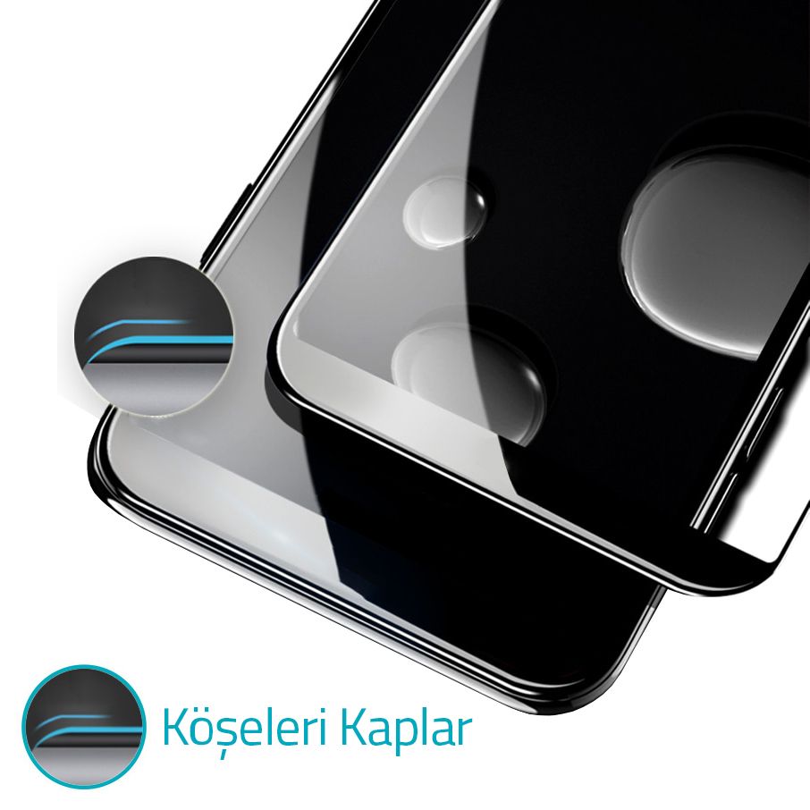 Bufalo iPhone 6 Plus/6s Plus Ekran Koruyucu Silikon Çerçeveli 5D Temperli Cam Siyah