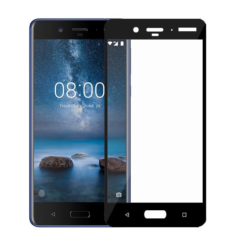 Bufalo Nokia 8 Kavisli 3D Cam Ekran Koruyucu Siyah