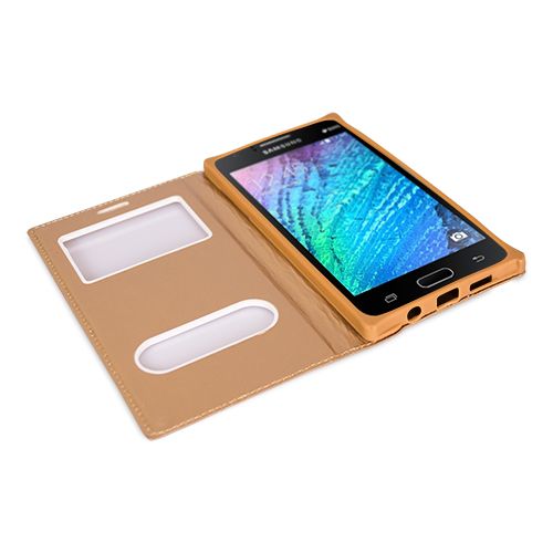 FitCase Dolce Galaxy J1 (J100) Gizli Mıknatıslı Pencereli Kılıf Beyaz