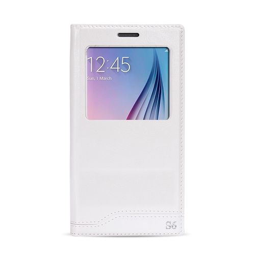 FitCase Dolce Samsung S6 (G920) Gizli Mıknatıslı Pencereli Kılıf Beyaz