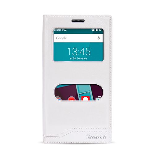 FitCase Dolce Vodafone Smart 6 Gizli Mıknatıslı Pencereli Kılıf Beyaz