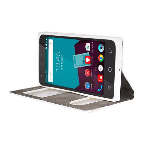 FitCase Dolce Vodafone Smart 7 Style Gizli Mıknatıslı Pencereli Kılıf Gri