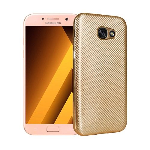 FitCase Galaxy A3 2017 (A320) Elektroliz Carbon Desen Arka Kapak Gold