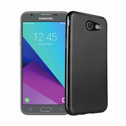 FitCase Galaxy J3 2017 Elektroliz Carbon Desen Arka Kapak Siyah