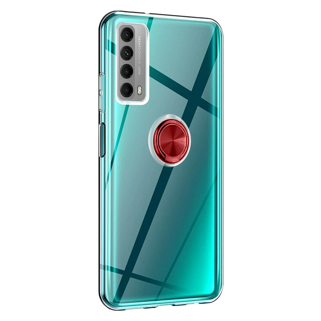 FitCase Huawei P Smart 2021 Kılıf Gross Ring Şeffaf Arka Kapak