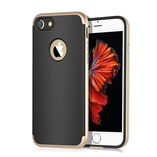 FitCase iPhone 7-8 2in1 Carbon Desen Arka Kapak Gold