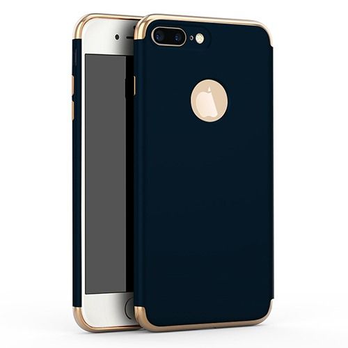 FitCase iPhone 7 Plus / 8 Plus Kılıf Golden Frame Arka Kapak Lacivert