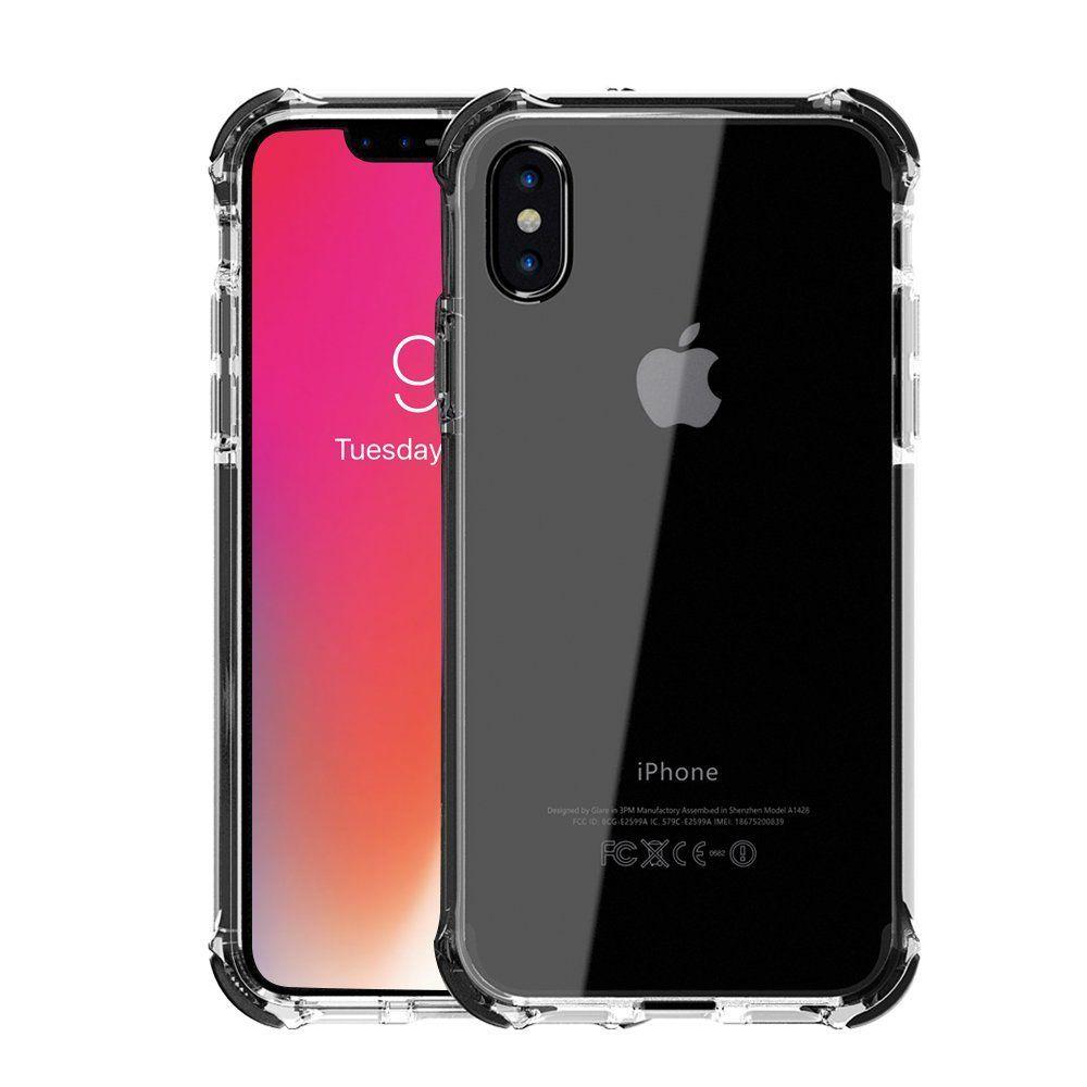 FitCase iPhone X / XS Anti Shock Darbe Koruyucu Silikon Arka Kapak Siyah