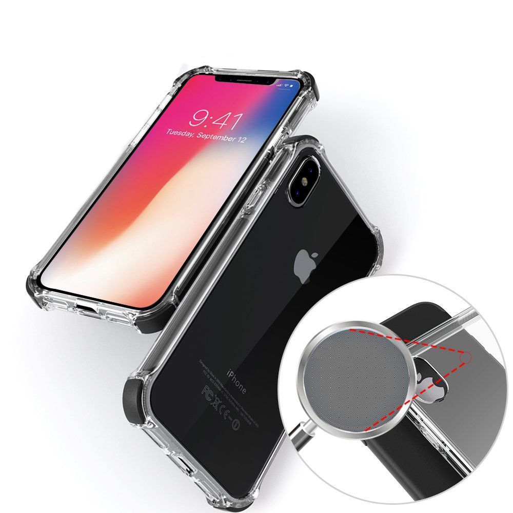 FitCase iPhone X / XS Anti Shock Darbe Koruyucu Silikon Arka Kapak Siyah