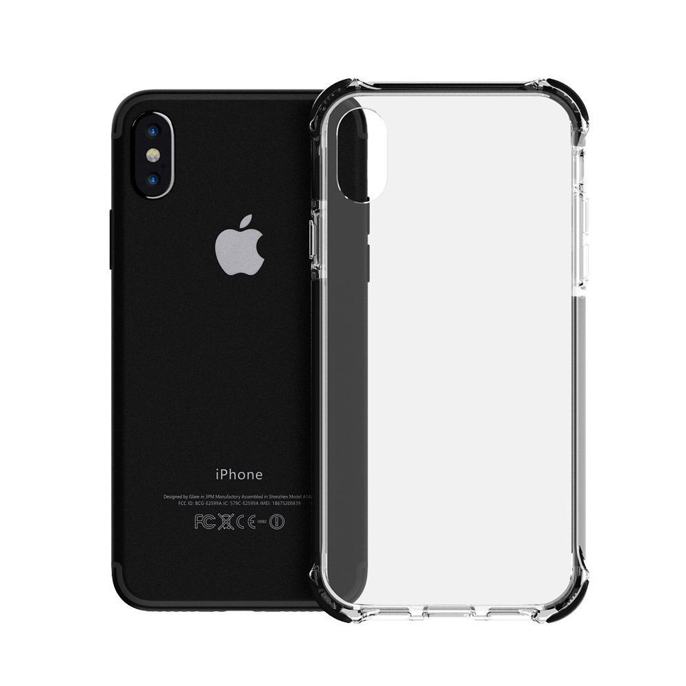 FitCase iPhone X / XS Anti Shock Darbe Koruyucu Silikon Arka Kapak Siyah