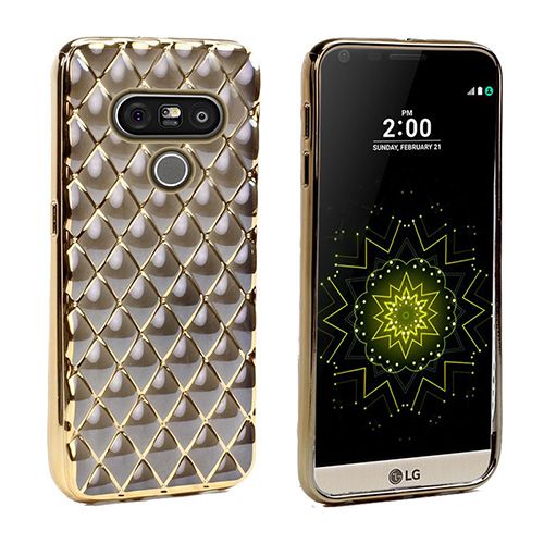 FitCase Laser LG G5 H850 Baklava Desenli Gold - Siyah