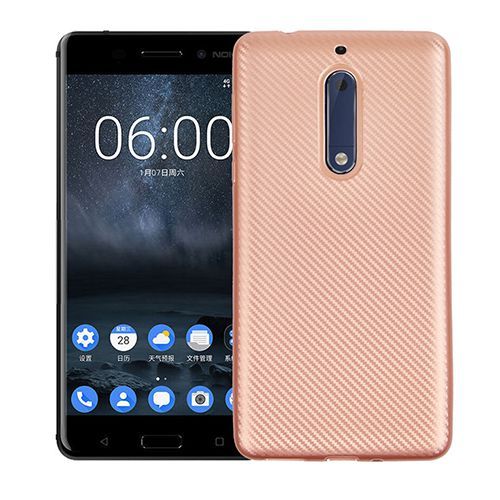 FitCase Nokia 5 Carbon Desen Arka Kapak Rose Gold