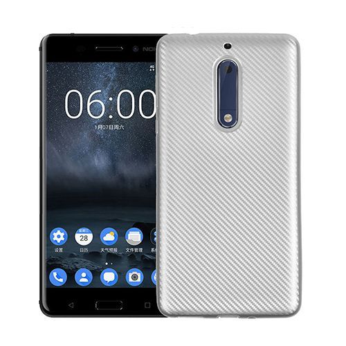 FitCase Nokia 5 Carbon Desen Arka Kapak Silver