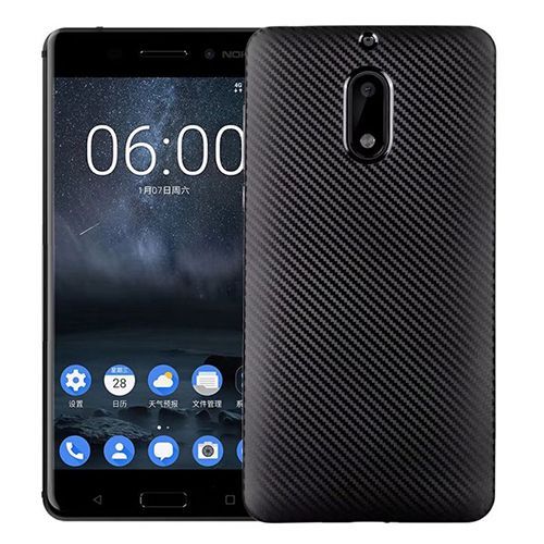 FitCase Nokia 6 Carbon Desen Arka Kapak Siyah