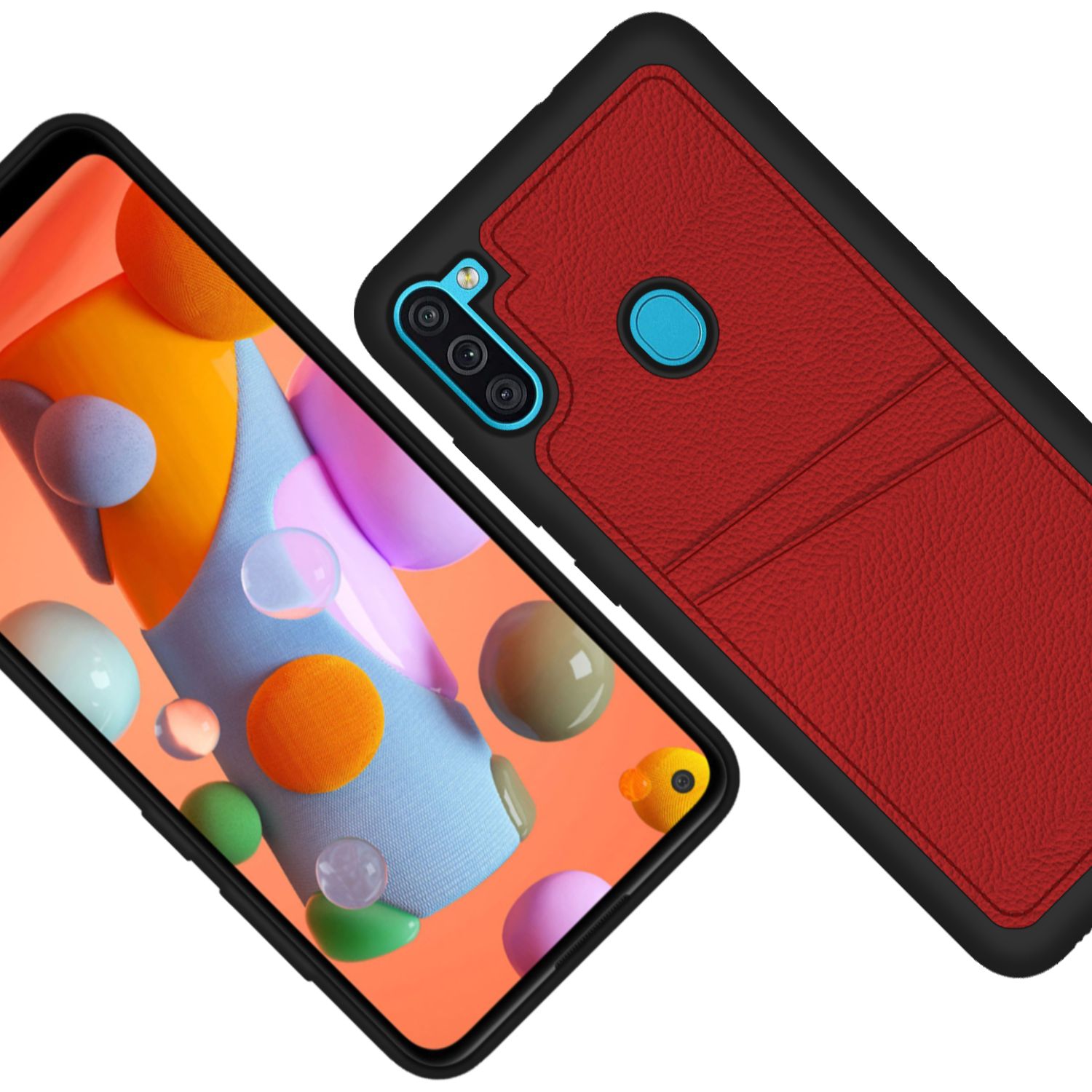 FitCase Samsung Galaxy A11 / M11 Kılıf Proda Deri Çift Kartlık Cepli Kapak