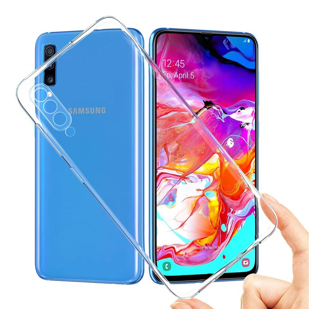 FitCase Samsung Galaxy A70 (A705) Kılıf Kamera Korumalı Silikon Şeffaf Arka Kapak