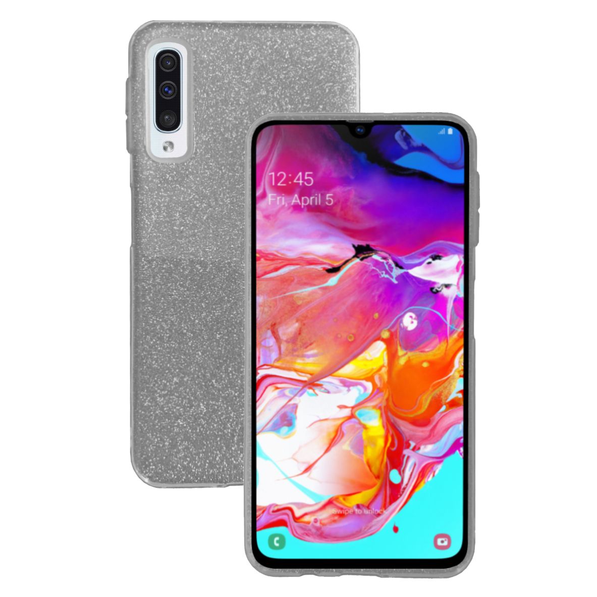 FitCase Samsung Galaxy A50 (A505) 3in1 Simli Silikon Arka Kapak Gri