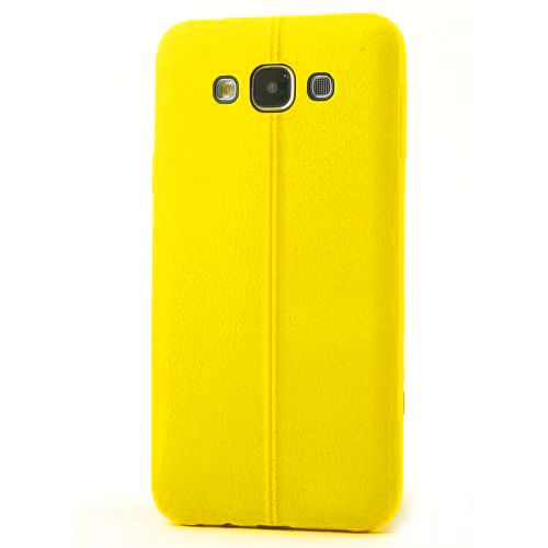 FitCase Samsung Galaxy E5 (E500) Ultra İnce Dikişli TPU Arka Kapak Sarı