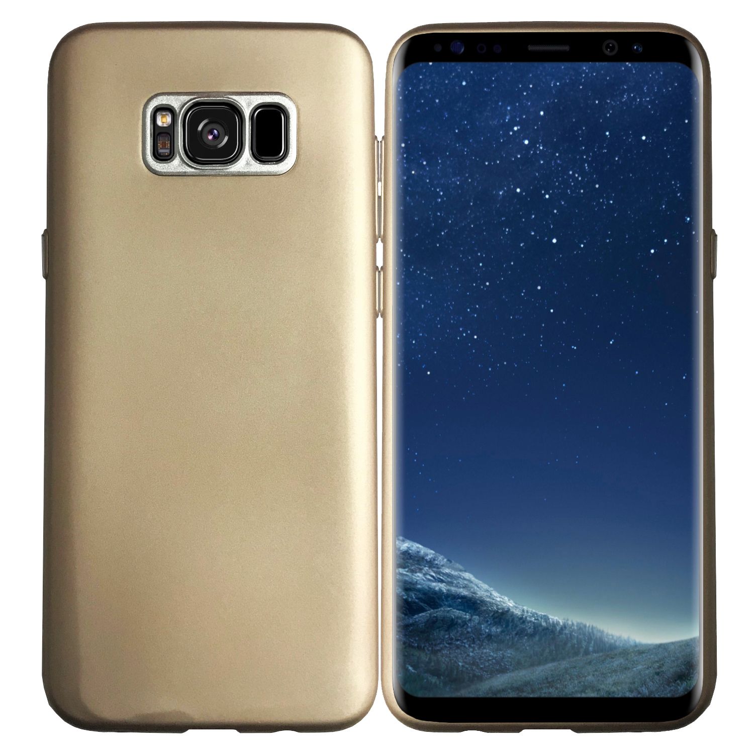 FitCase Samsung S8 Plus (G955) Metal Kamera Korumalı Silikon Arka Kapak Gold