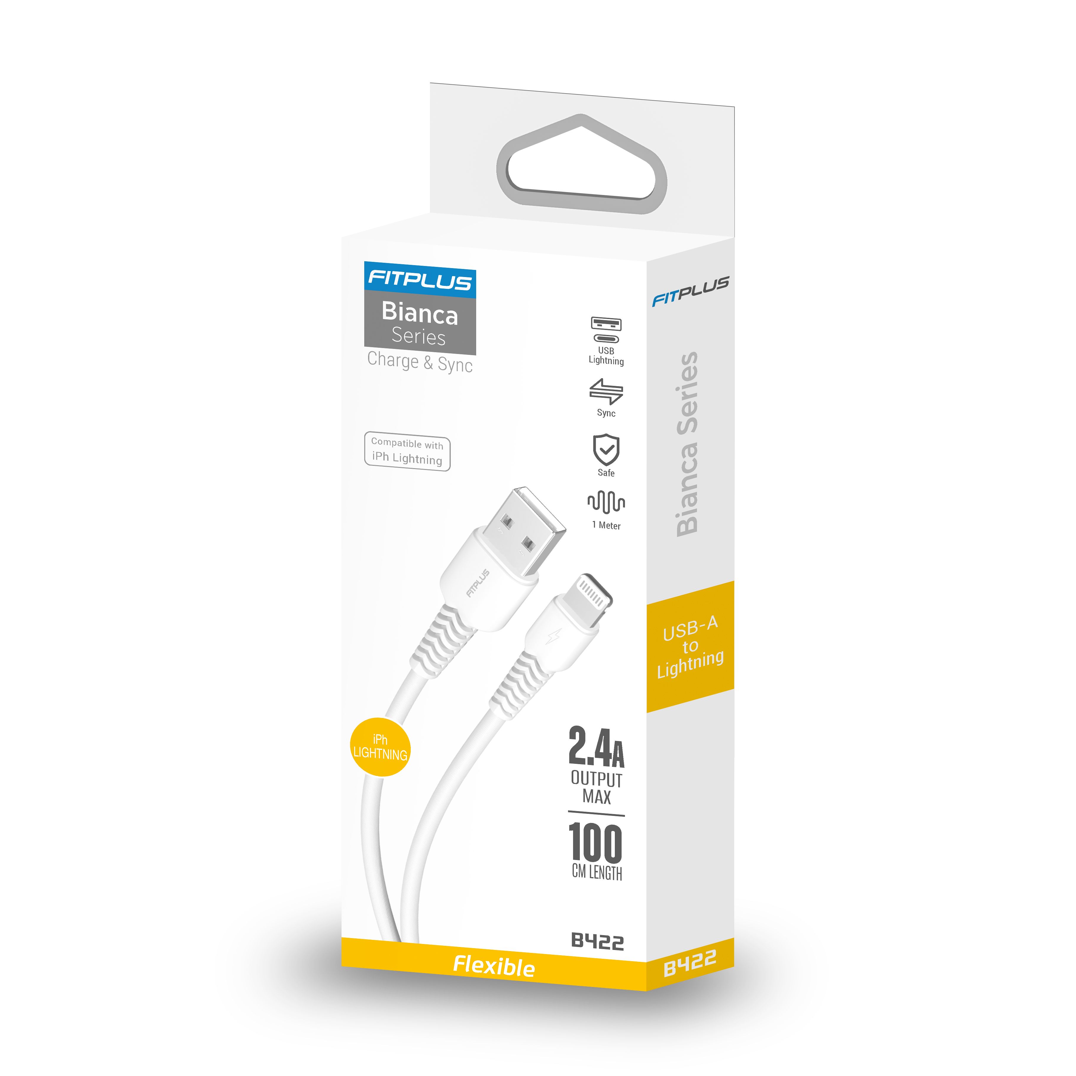 FitPlus Bianca B422 USB - iPhone Lightning Flex Şarj Kablosu 2.4A 1mt