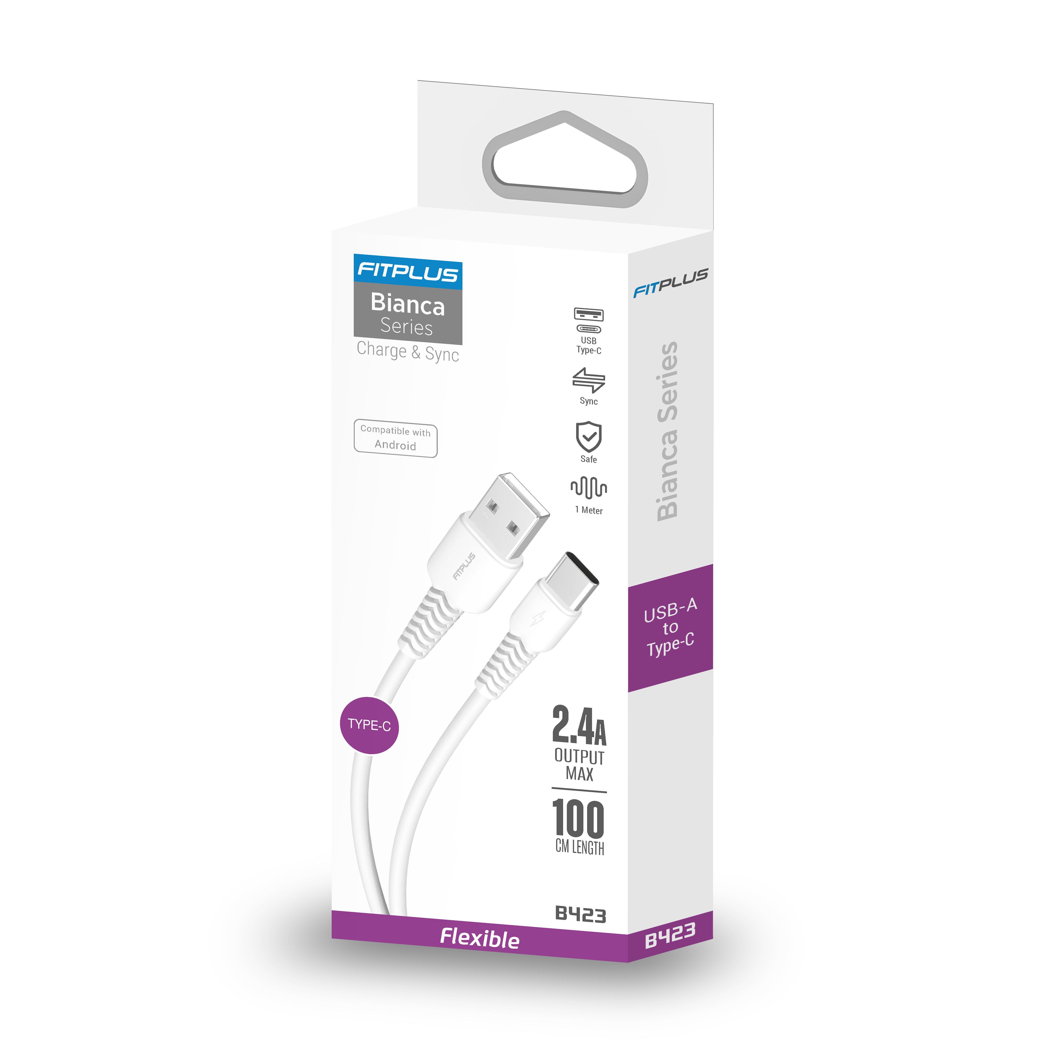 FitPlus Bianca B423 USB - Type-C Flex Şarj Kablosu 2.4A 1mt