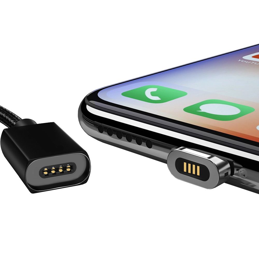 FitPlus Manyetik Mıknatıslı Micro USB Hızlı Şarj Kablosu QC 3.0 Siyah