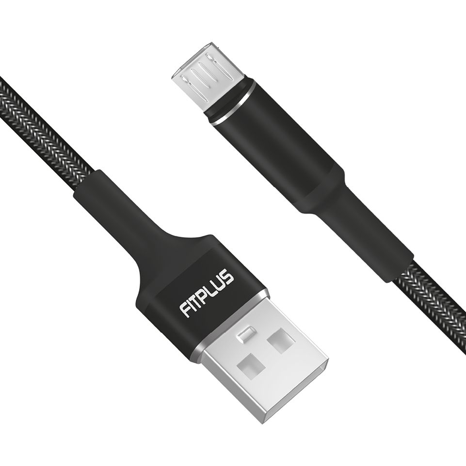 FitPlus Round RS-101 Micro USB Data/Şarj Kablosu 3A 1mt Örgü - Siyah