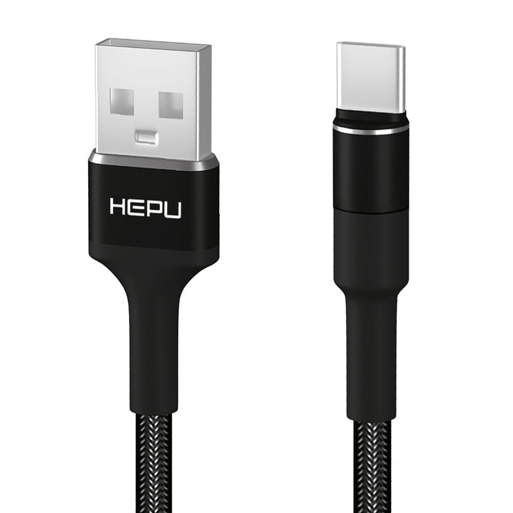 HEPU HP-415 Solid USB - Type-C QC3.0 3.1A Şarj Kablosu 1mt Siyah