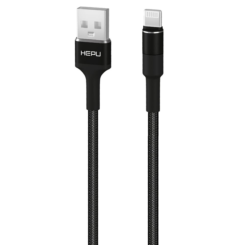 HEPU HP-416 Solid USB - iPh Lightning QC3.0 3.1A Şarj Kablosu 1mt Siyah