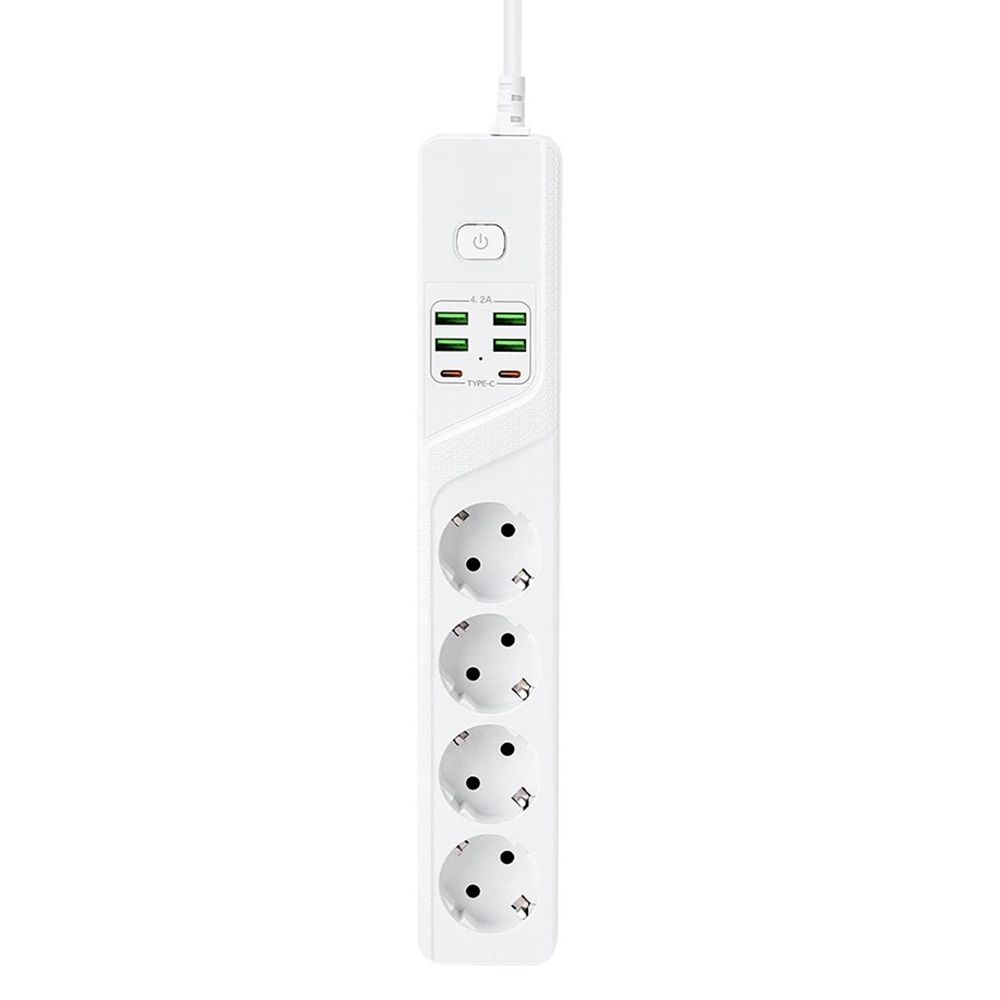 HEPU HP-H02 6x USB 4lü 2mt Kablolu Akım Korumalı Priz 10A-3000W