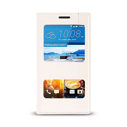 HTC Desire 728 Gizli Mıknatıslı Pencereli Magnum Kılıf Beyaz