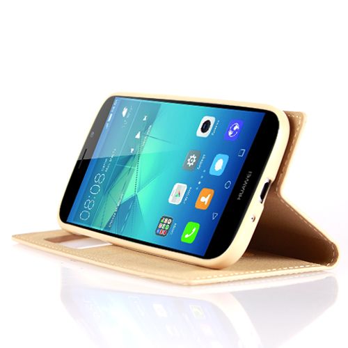 Huawei GT3 Gizli Mıknatıslı Pencereli Magnum Kılıf Gold