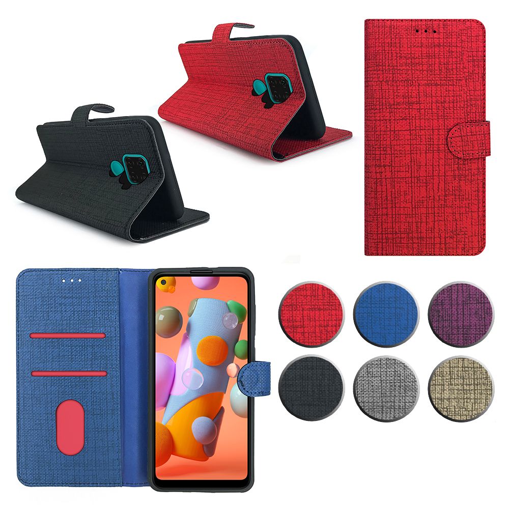 Huawei Mate 30 Lite Kılıf FitCase Fabric Kapaklı Cüzdanlı