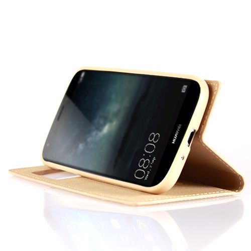 Huawei Mate S Gizli Mıknatıslı Pencereli Magnum Kılıf Gold